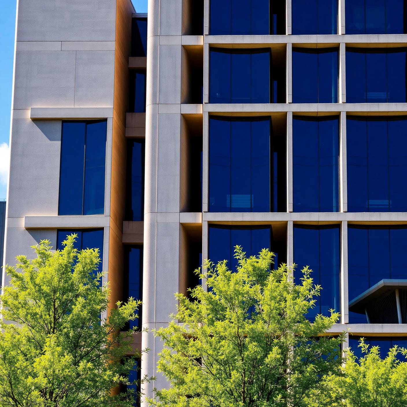 Modern architectural facade with geometric windows
